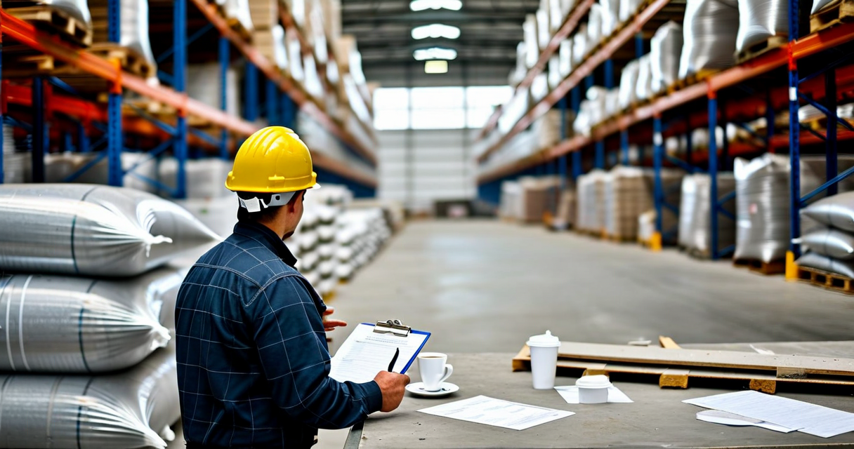 Warehouse inspection of construction materials with quality checker